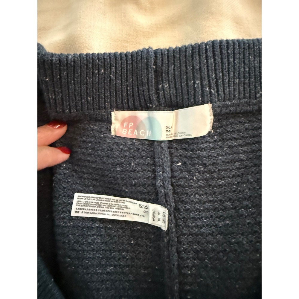 Free People FP Beach Hailee Sweater Set XL Navy Waffle Knit 2 Piece - Picture 6 of 10